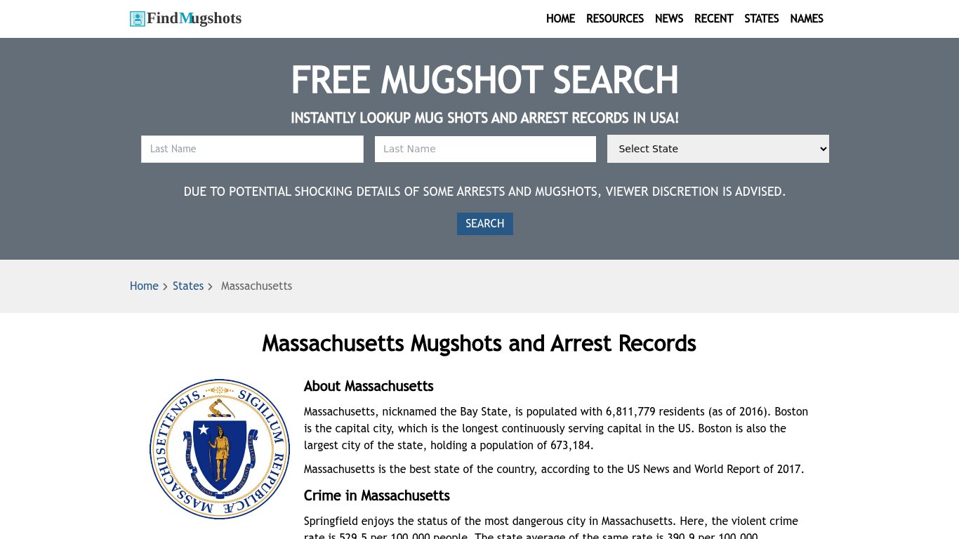 Find Massachusetts Mugshots - Find Mugshots
